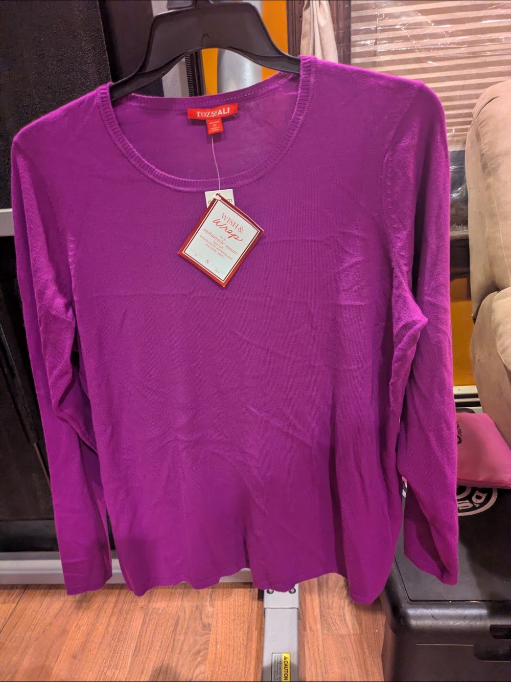 Roz & Ali Magenta Long-Sleeve Crewneck Top